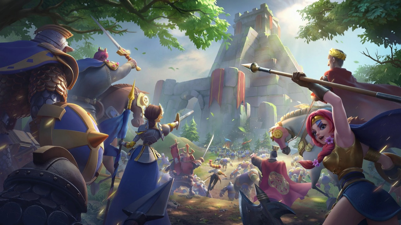 Rise of Kingdoms gameplay screenshot showing the strategic world map and city view