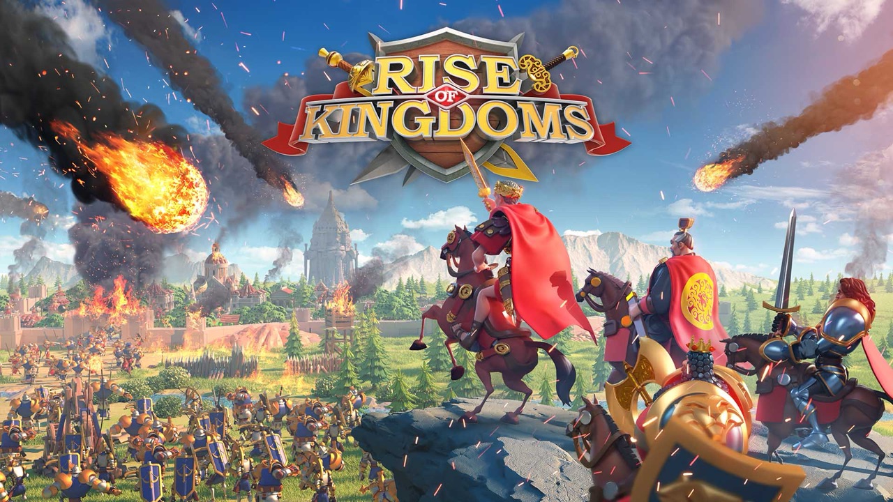 Rise of Kingdoms gameplay screenshot showing troops and battle on the campaign map